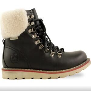 Royal Canadian Lethbridge Black Leather Shearling Lace Up Boots 10